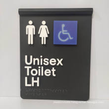 Factory Wholesale Wall Mounted Aluminum Unisex Braille Toilet Sign